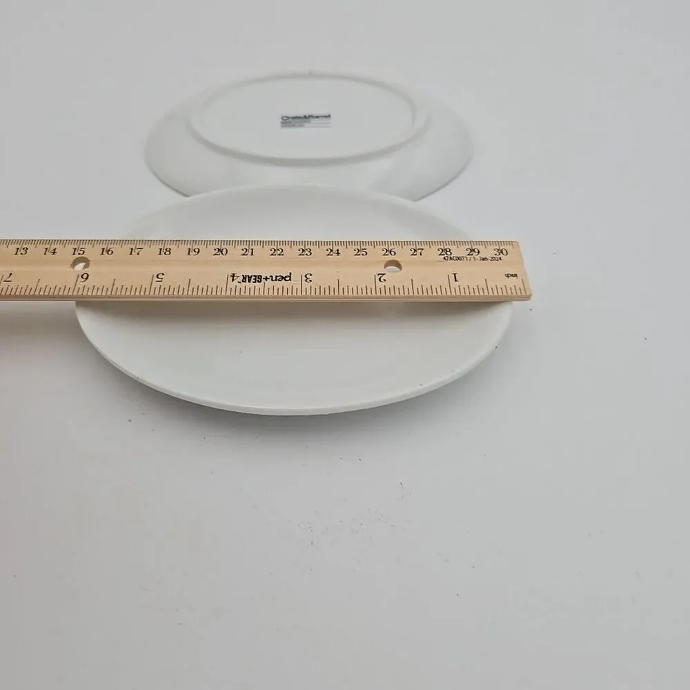2 Crate & Barrel White Porcelain Oval Appetizer Plate 6x4 Modern Minimalist